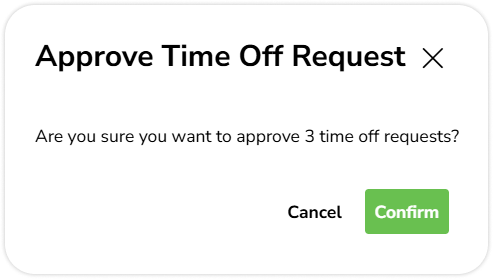 批量批准休假申请的确认提示