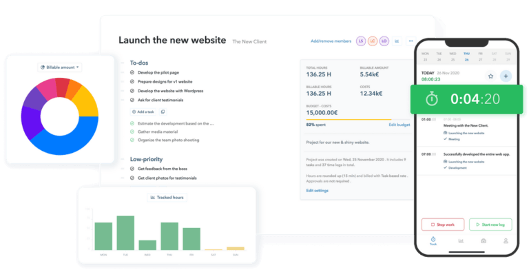 Display of dashboard and mobile app interface