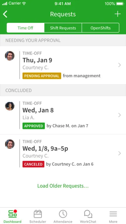 Employee shift and break schedules