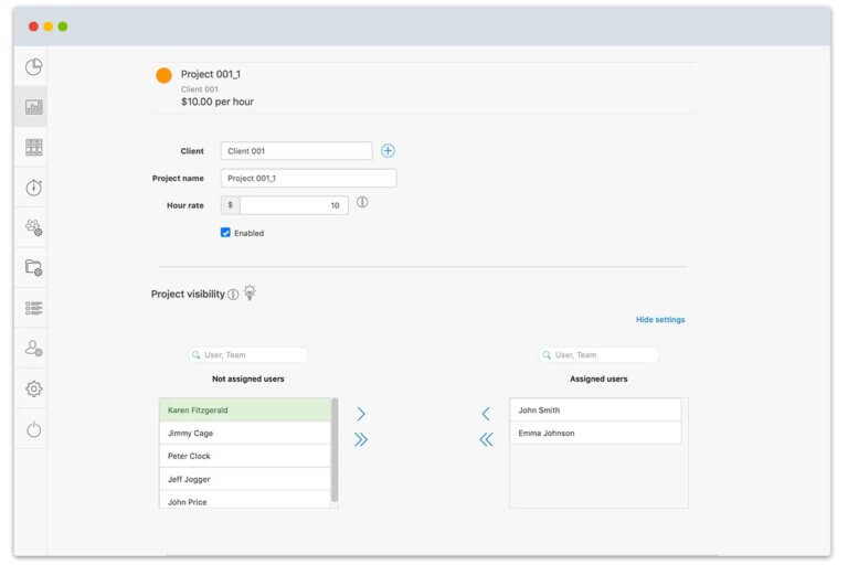 Assigned user rights