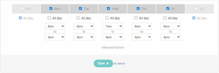 Screenshot of RescueTime Work Schedule customization