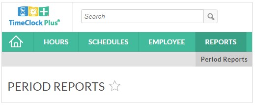 Screenshot of TimeClock Plus dashboard showing location of reports tab