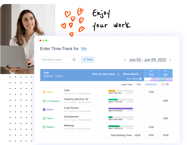 Display of timesheet list