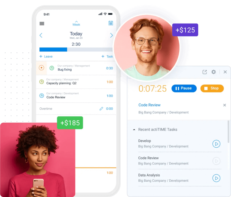 Mobile display of time tracking