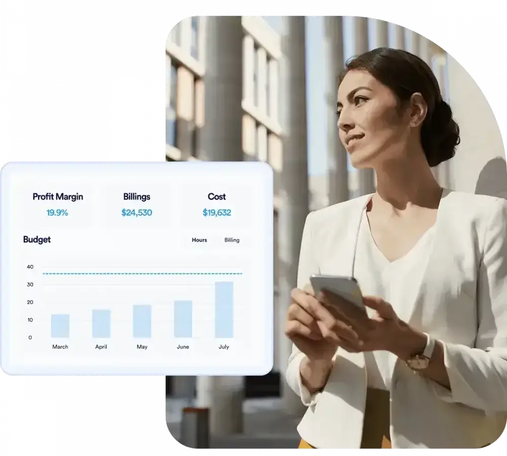 Chart showing billable hours and time tracked