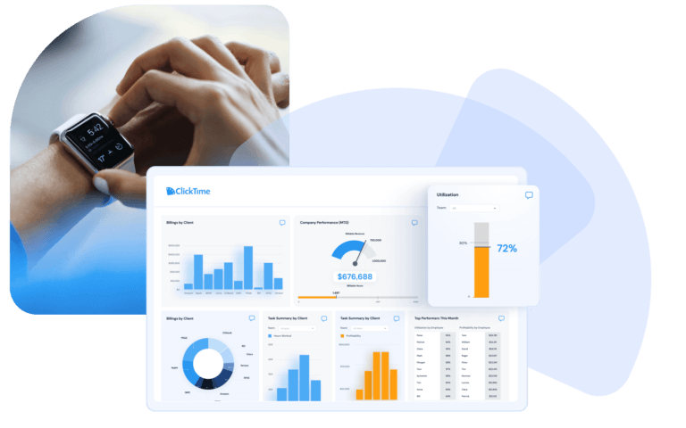 Display of pie charts, bar graphs and other analytics