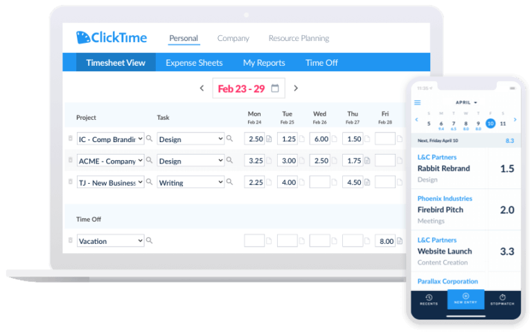 Clicktime timesheets view