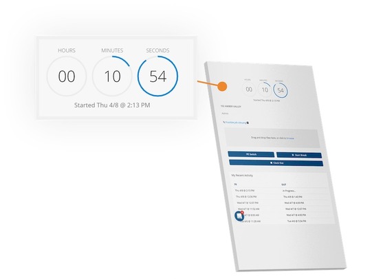 Fitur pelacakan waktu ClockShark yang ditampilkan di perangkat seluler