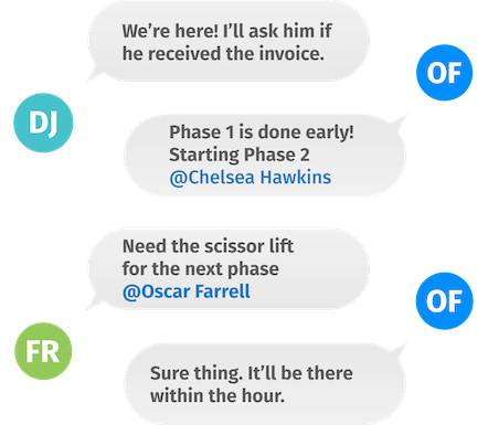 Chat between team members
