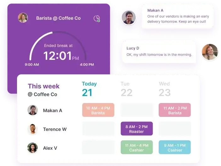 Chat and scheduling between employees