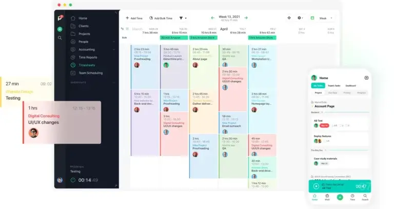 Timesheet visualizzati con i dipendenti nella vista calendario.
