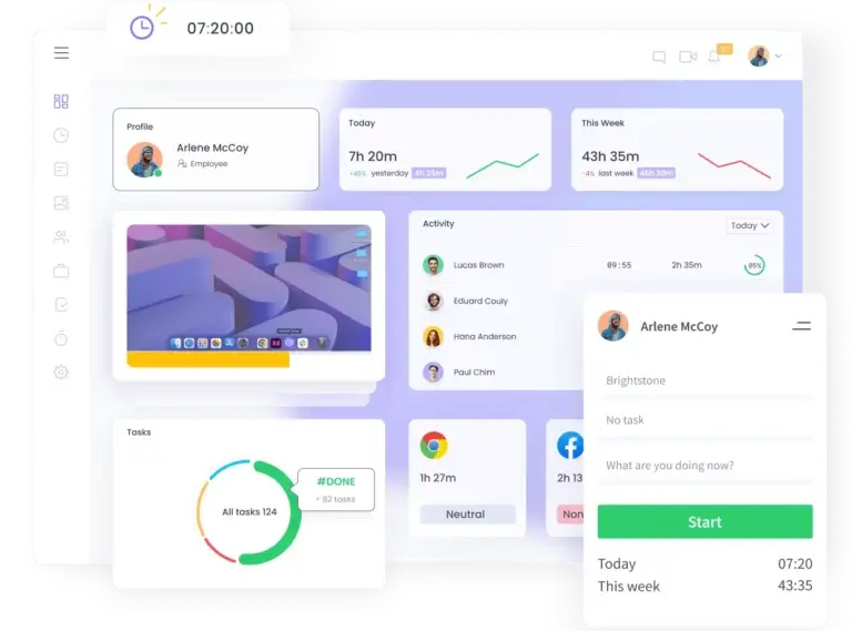 WebWork Web and app tracking interface