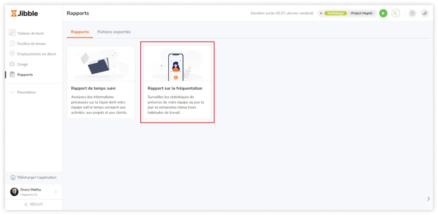 Rapport sur les données relatives à la fréquentation