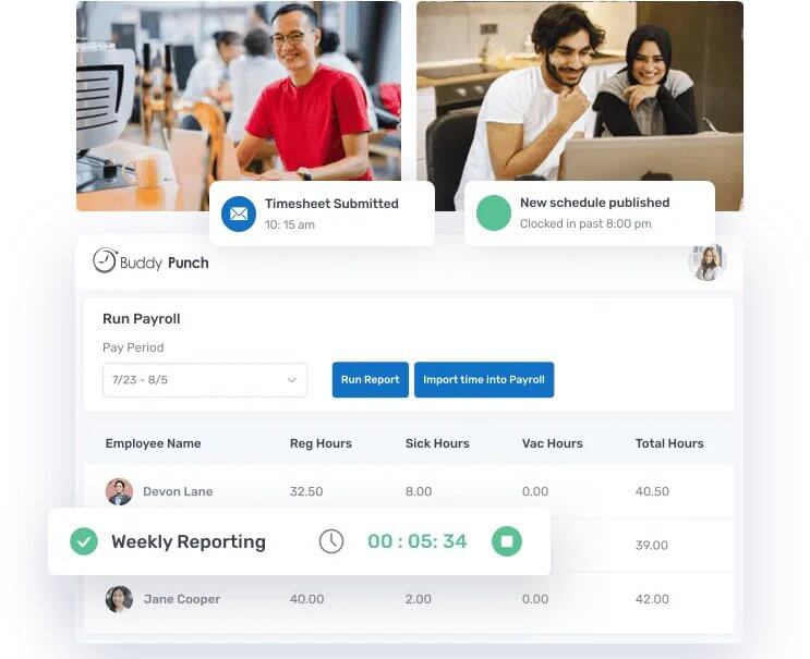 Run payroll, see timesheets and other lists