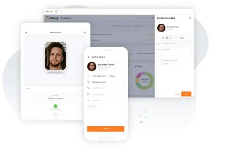 Jibble time and attendance software showing clock ins and clock outs