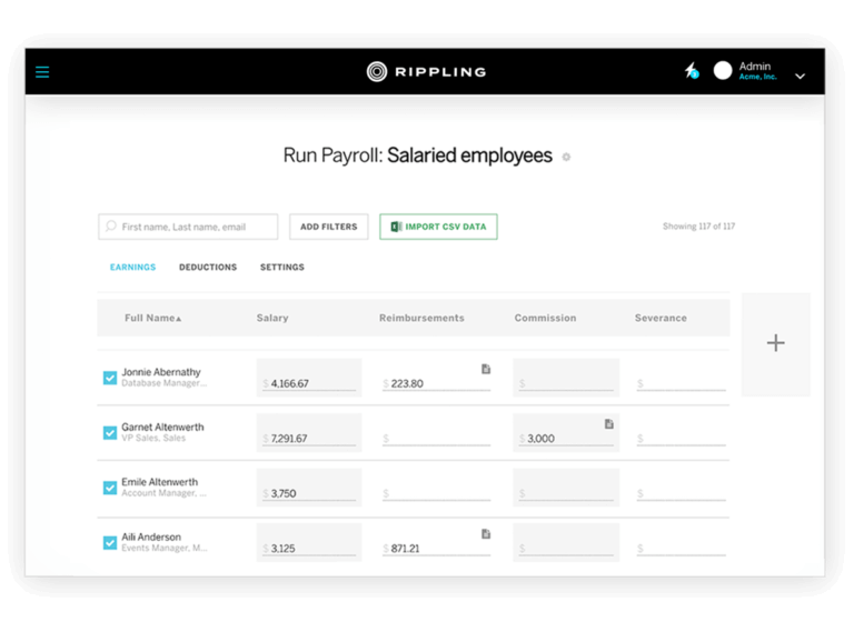 Visualizing Payroll Screen