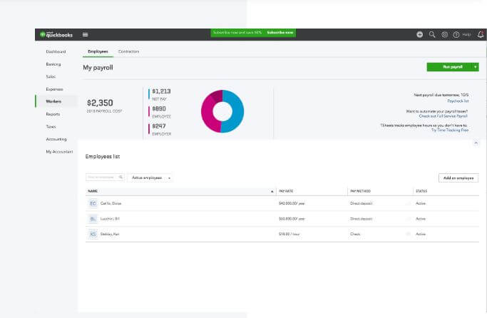 Visualization of automated payroll dashboard 