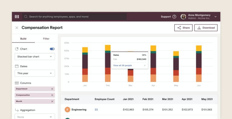 Visualizing compensation report