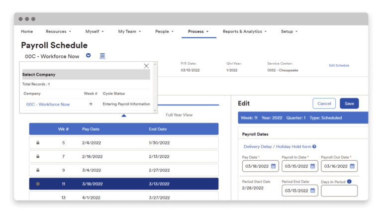 Visualizing payroll scehdule screen