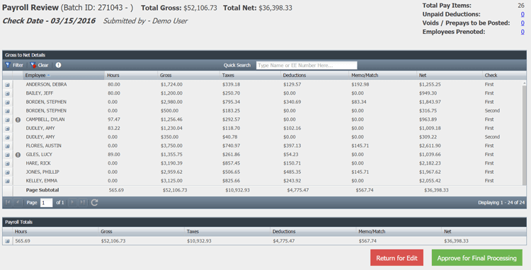 Showing APS Payroll reports