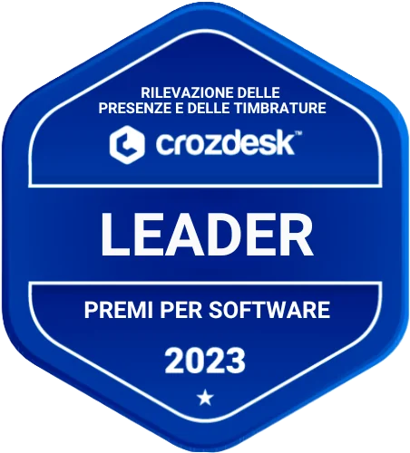 Crozdesk - Premi per Software, Leader (Rilevazione delle Presenze e delle Timbrature) 2023 Crozdesk - Premi per Software, Leader (Rilevazione delle Presenze e delle Timbrature) 2023