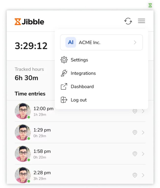 Jibble Chrome Extension settings