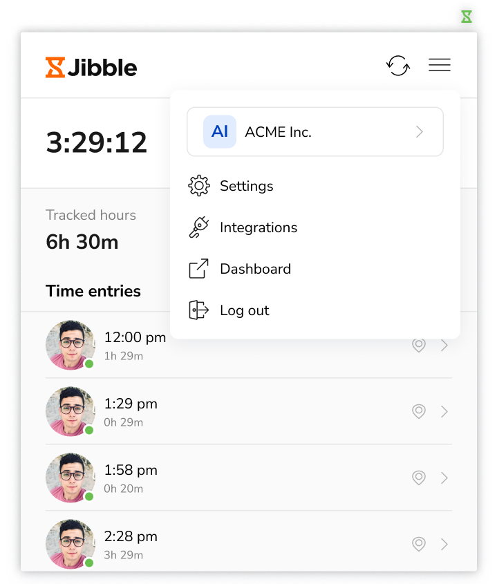 Jibble Chrome Extension settings