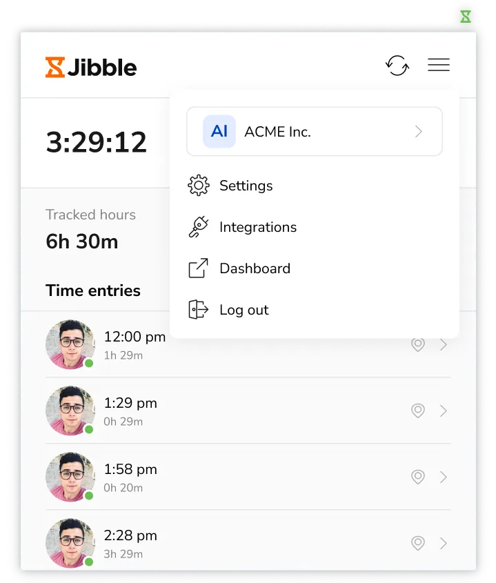 Jibble Chrome Extension settings