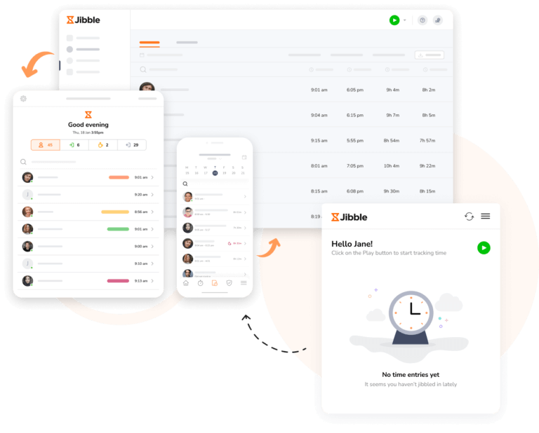 Sincronização automática de registros de tempo e dados de presença em todas as plataformas