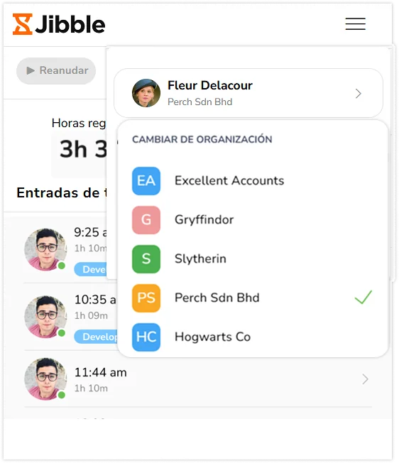Switch organizations on extension