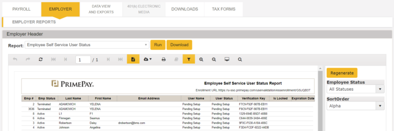Visualizing employer report on PrimePay