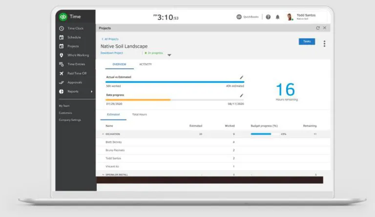 A laptop display showing only one project subject to management by a user.