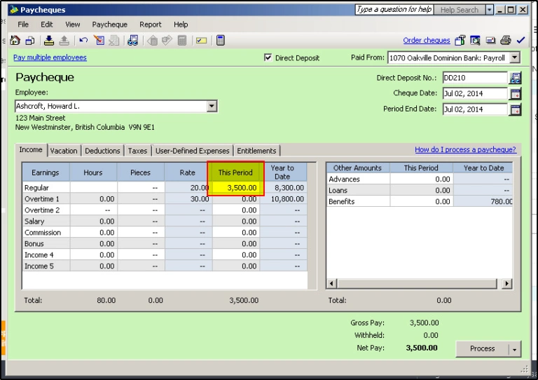 Visualizing automated tax calculations of an employee 