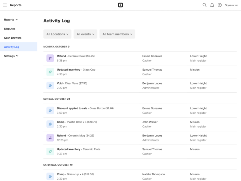 Visualizing activity log