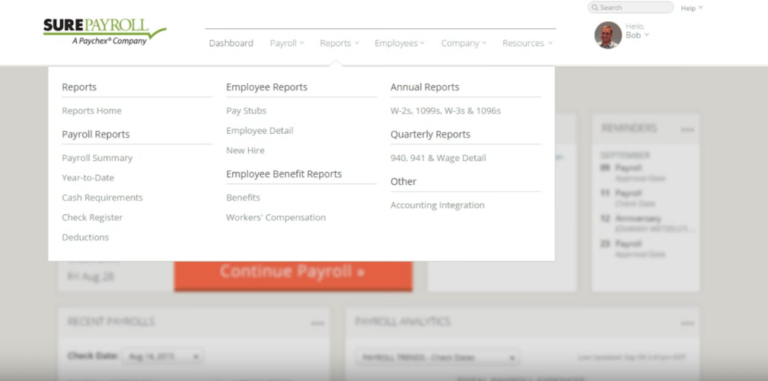 Visualizing the types of reports SurePayroll offers