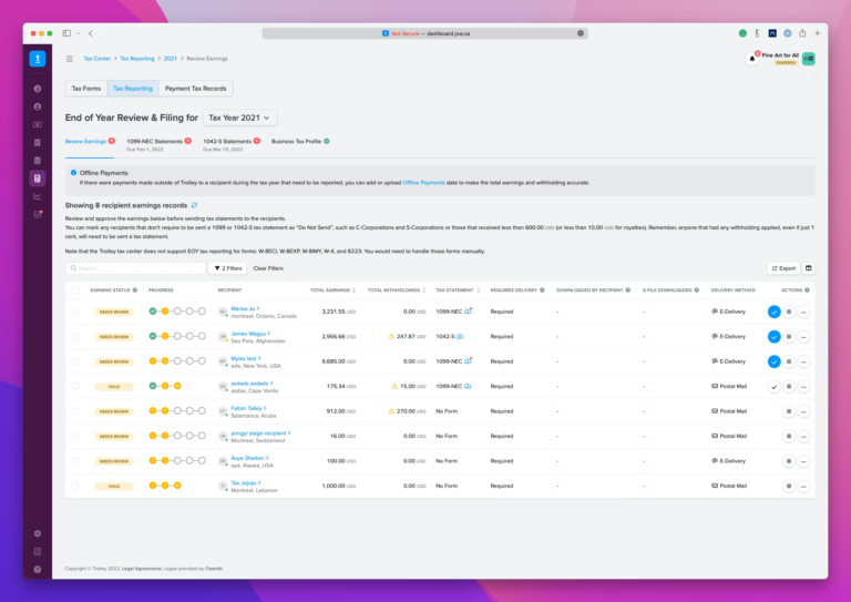 Screen showing automated payment processing
