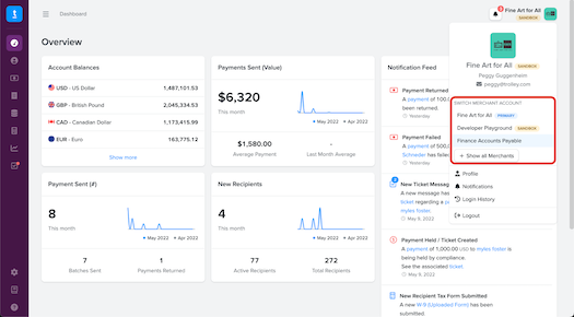 Showing Trolley's dashboard