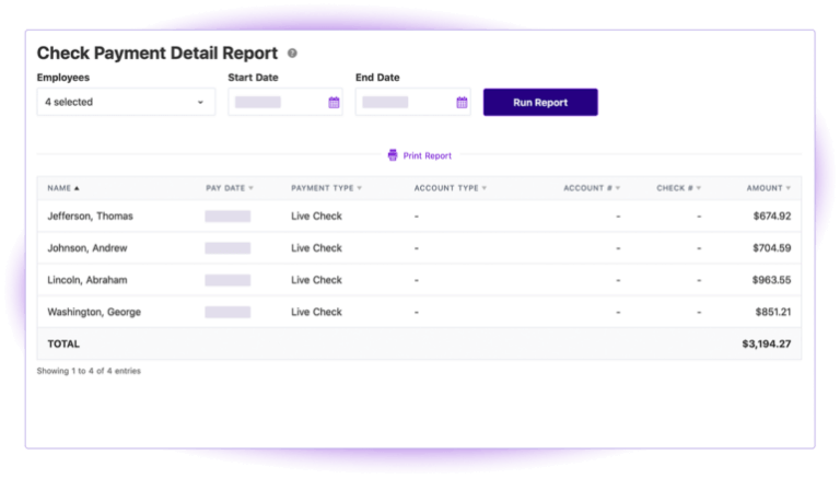 Visualizing check payment details