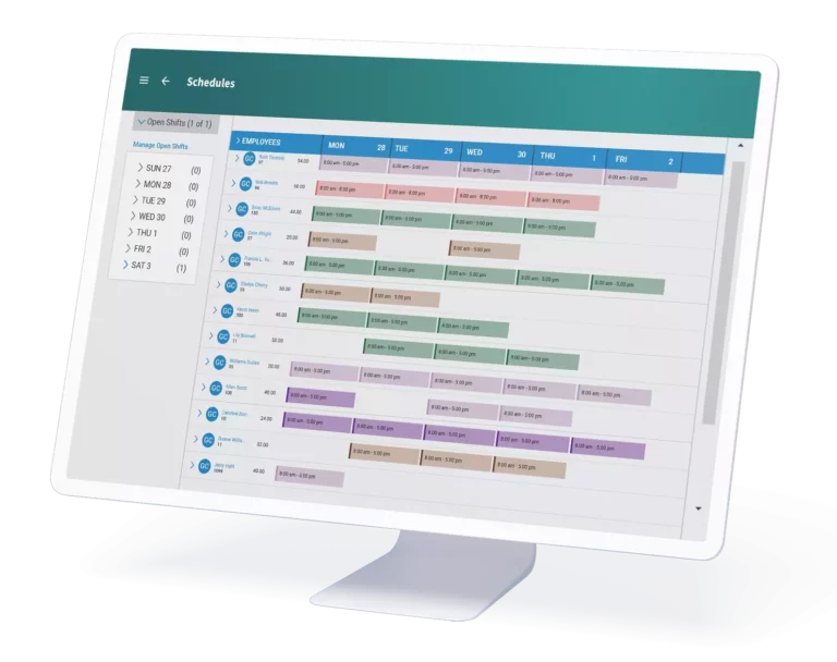 Graphic showing UKG Scheduling on PC screen