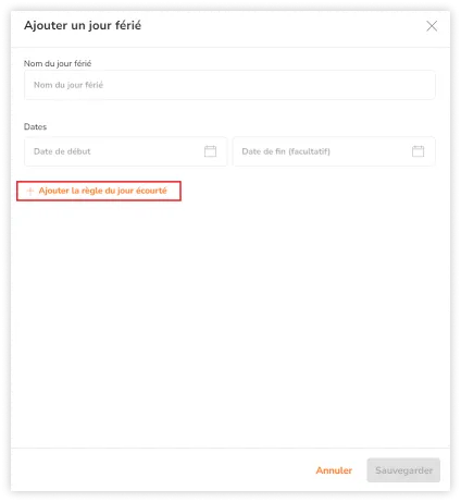 Button to add shortened day rule for holidays
