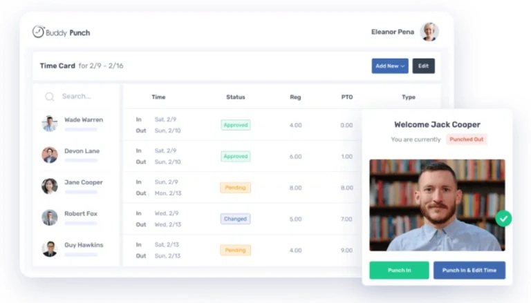 Buddypunch facial recognition system with timesheet 