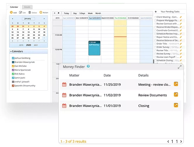 Display of workflow management using calendar software