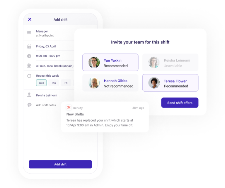 Showing auto-scheduling screen for the team