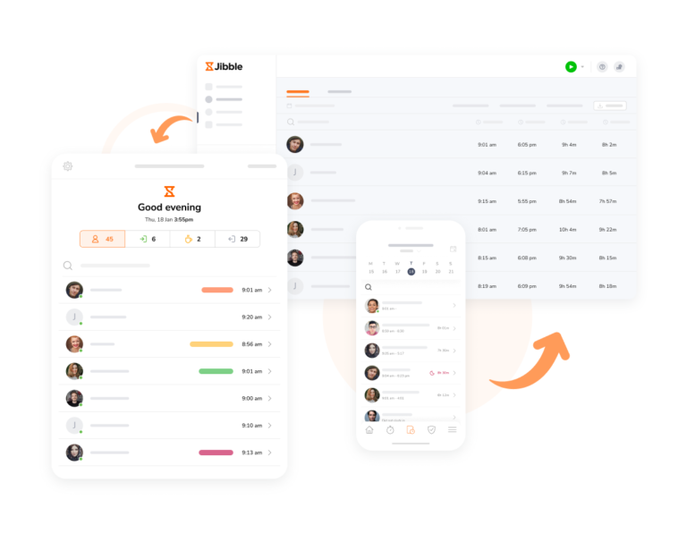 Overview of timesheets on different platforms