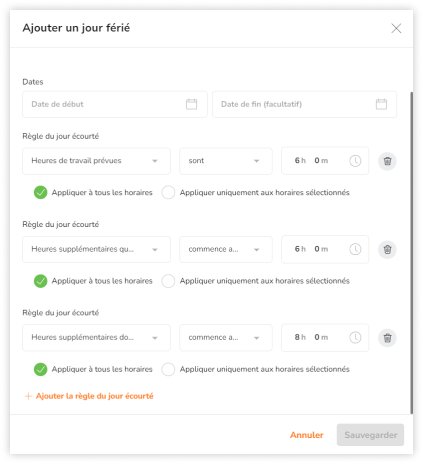 Configure daily double overtime rule for shortened days