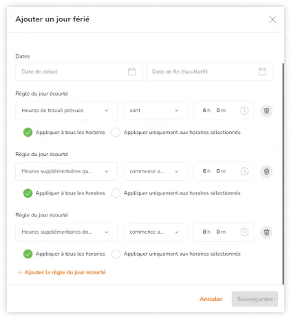 Configure daily double overtime rule for shortened days