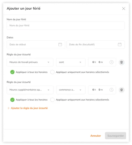 Configure daily overtime rule for shortened days