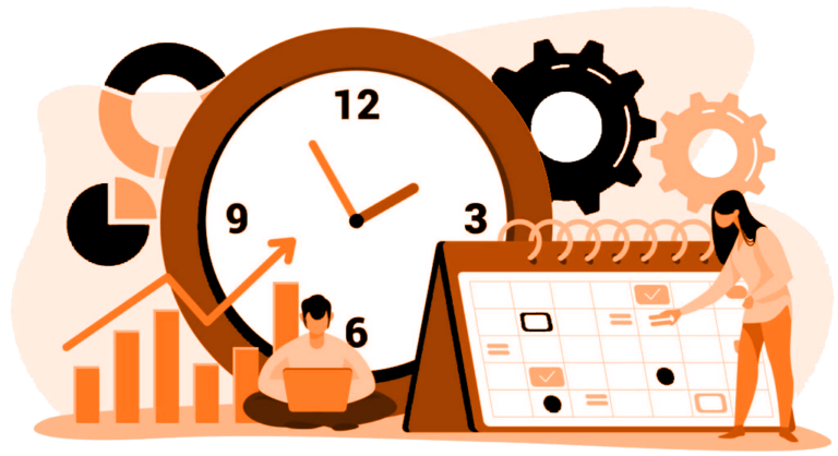 Employee time tracking illustration -orange