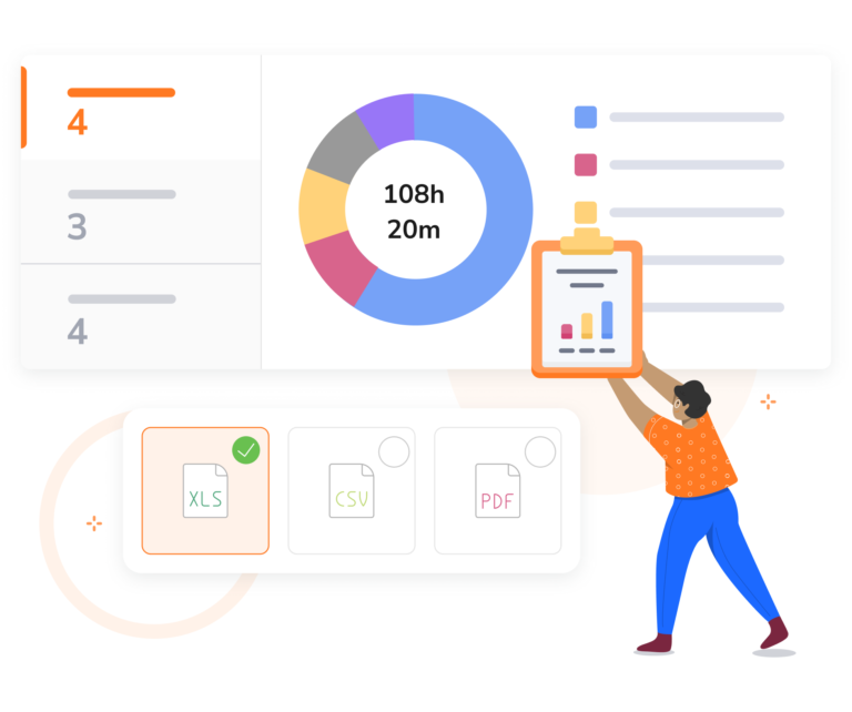 FR.A piechart and a display of files available to be exported