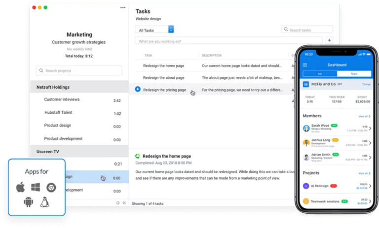 Showing Hubstaff visual representation of productivity tracker